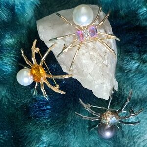 Bedazzeled Spider Brooches